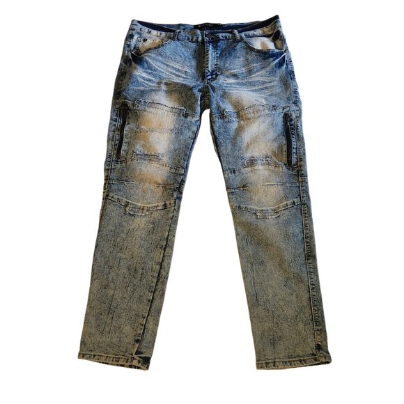 Rocawear Acid Wash Jeans Y2K‎ 90s Hip Hop Streetwear Skater Mens 38x30 Slim Fit - Picture 1 of 16